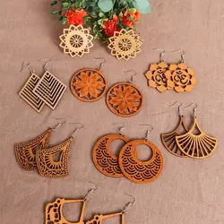 African Wooden Dangle Earring Making Kit, Bohemian Pendant Dangle Earrings Lightweight Ethnic Style  Earrings DIY Craft Jewelry
