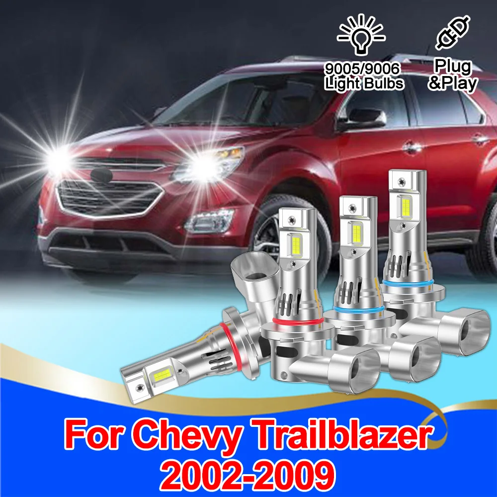 

For Chevy Trailblazer 2002-2009 9005 9006 LED Headlights Kit Auto Light Bulb 6000K High Low Beam Super White Bright 200W 20000LM