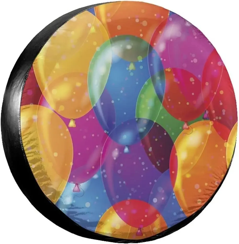 Christmas Decorations Multicolor Balloons Sparkles Spare Tire Covers Polyester Universal Waterproof Sunscreen Wheel Covers for J