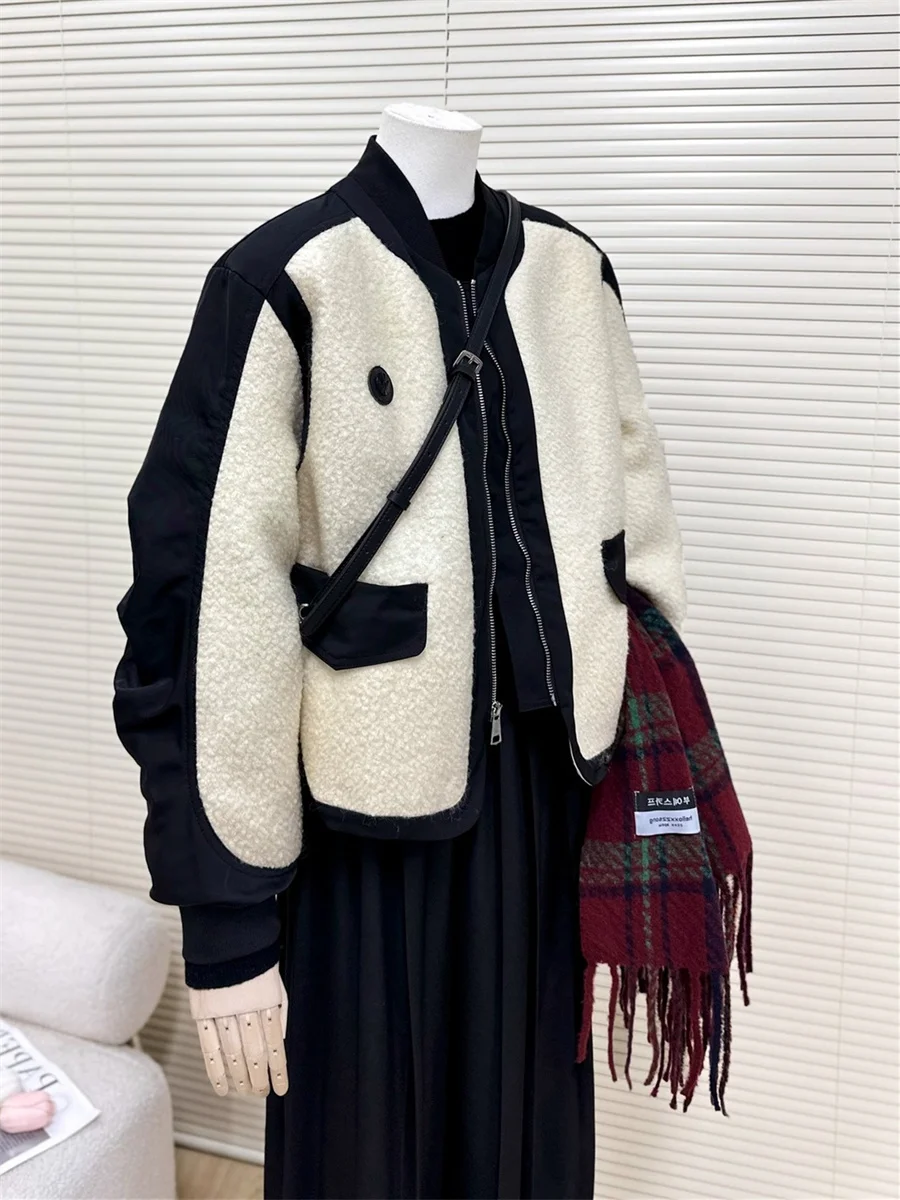 

Faionable Color Blo Lamb Fur Cotton Jaet Свободный женский осенне-зимний дизайн Sense Personali Модный топ