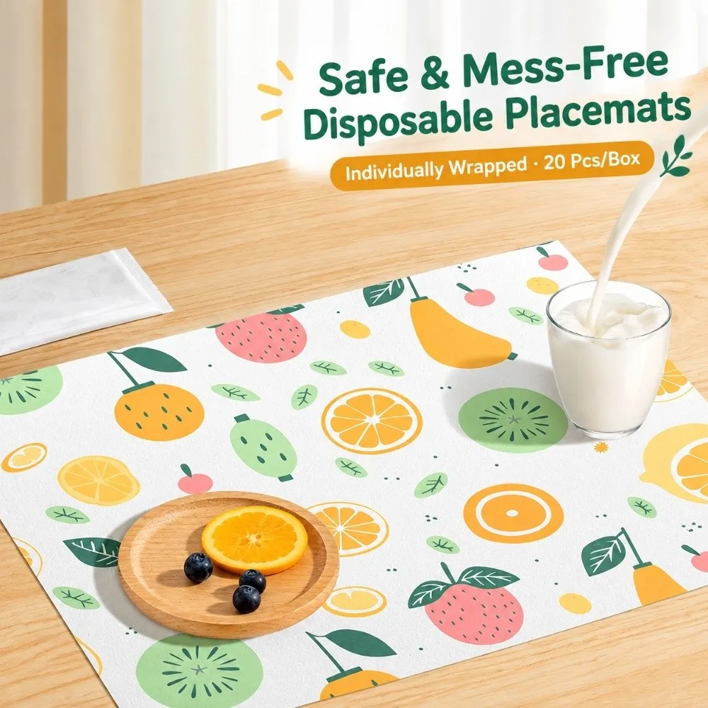 20pcs Daily Throwing Oil-proof Disposable Placemats Cute Durable Dining Pads Hands-free Multi-functional Table Mats Toddlers