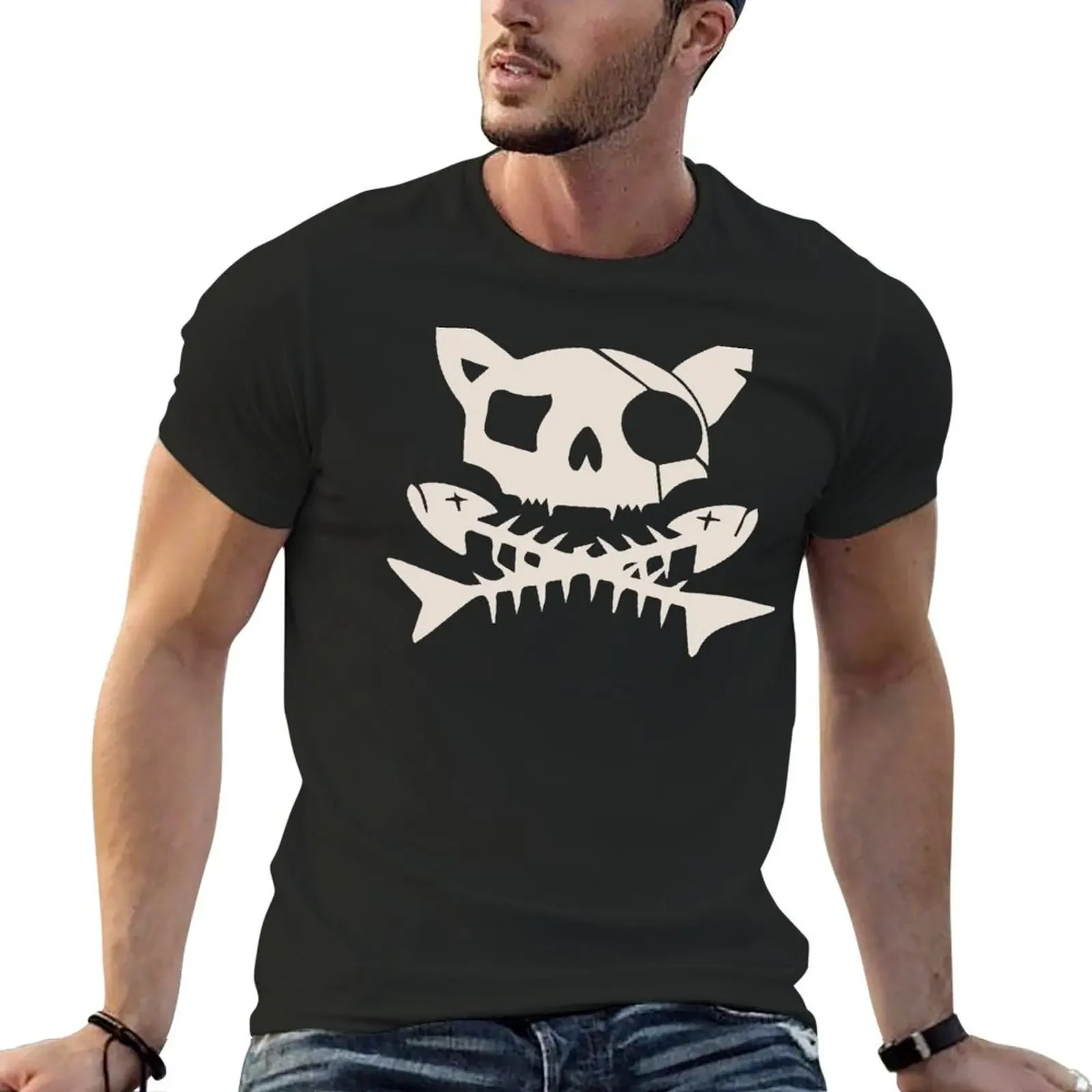 

Cat Pirate Jolly Roger T-Shirt cute tops shirts graphic tees quick drying custom shirt fitted t shirts for men