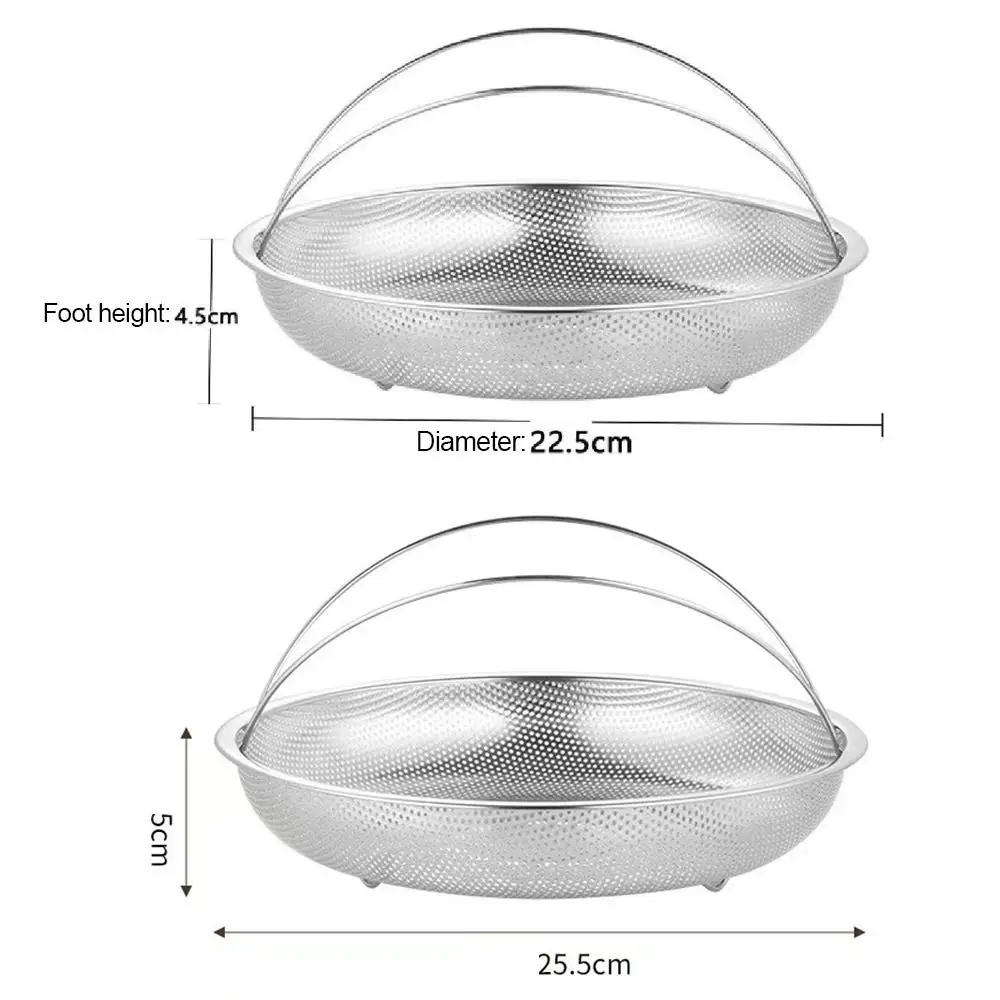 22.5/25.5cm Stainless Steel Food Steamer Basket Pressure Cooker Steamer Basket with Handle Steaming Grid Drainer Cooking Utensil
