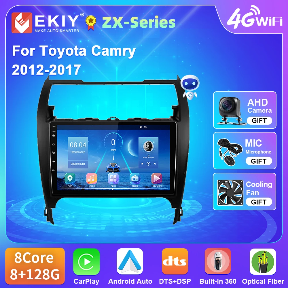 

EKIY для Toyota Camry 2012-2017 автомобильный радиоприемник Android 10 4G WIFI BT навигация GPS Android 10 BT Carplay автомобильный DVD-плеер 2 din