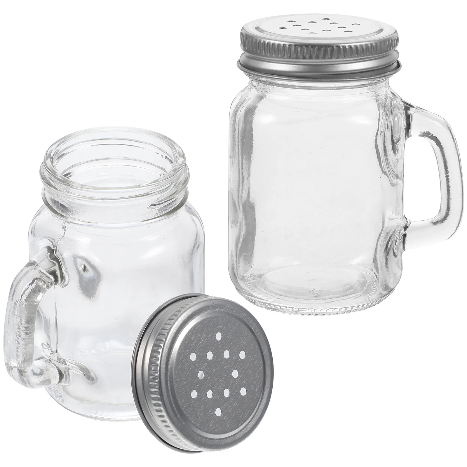 

2Pcs Seasoning Bottles Kitchen Spice Jars Compact Glass Salt Pepper Shakers with Cover Blowout Barbecue Containers