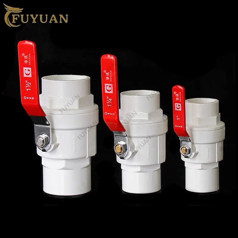 

Red Non-slip Handle PVC Ball Valve 20/25/32/40/50/63/75mm Inner Diameter 2 Way Slip Ends Water Shut Off flow controller Valve