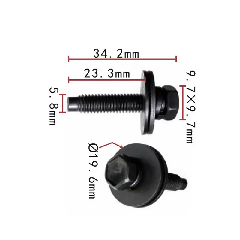 9011906863 10PCS R-320 Fastener bolt suitable for Toyota front bumper with rubber pad hexagon head screw fixing clip 6100568