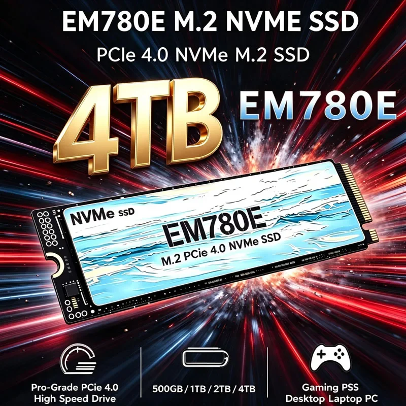 EM780E M.2 2280 NVMe SSD PCIe 4.0 X4 Internal Solid State Drive 1TB 2TB 4TB HighSpeed Hard Disk For Laptop Desktop PC Upgrade