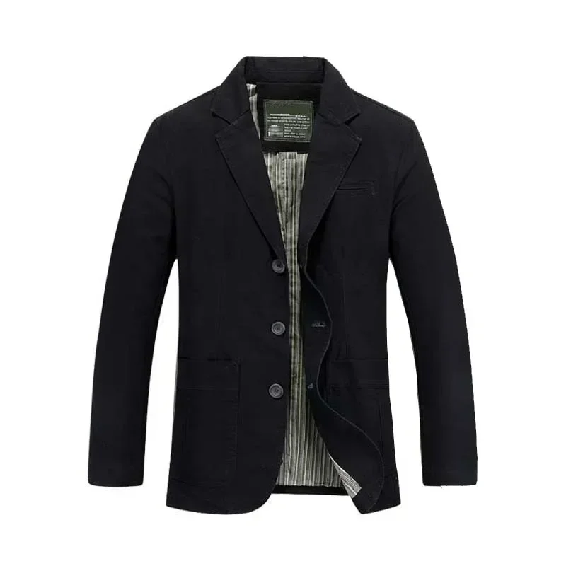 Homens de algodão estilo militar Blazer, casaco, ternos casuais, roupas plus size, M-4XL, nova marca, moda