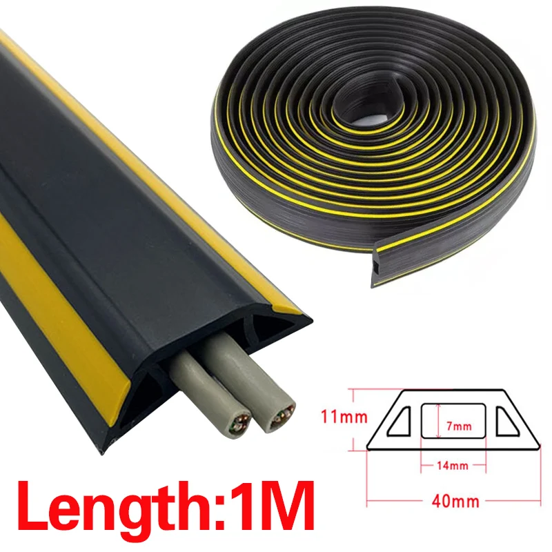 Floor Cable Protector, 1M/2M Floor Cord Covers, Rubber Wire Cover, Outdoor Floor