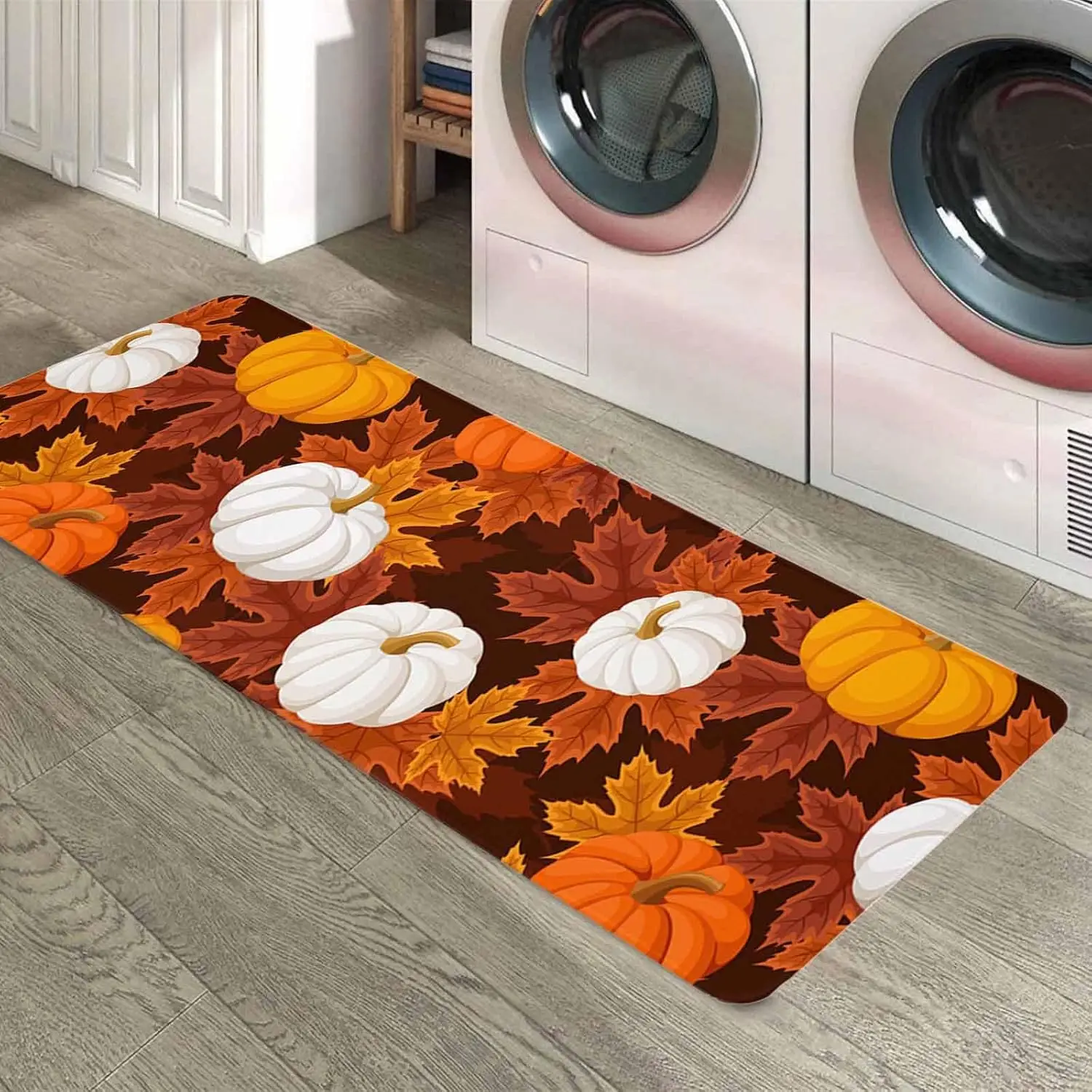 Thanksgiving Kürbis Küchenmatten Herbst Ahornblätter Eingang Rutschfeste Fußmatte Schlafzimmer Wohnzimmer Balkon Flur Bad Bodenmatte – Detail 6