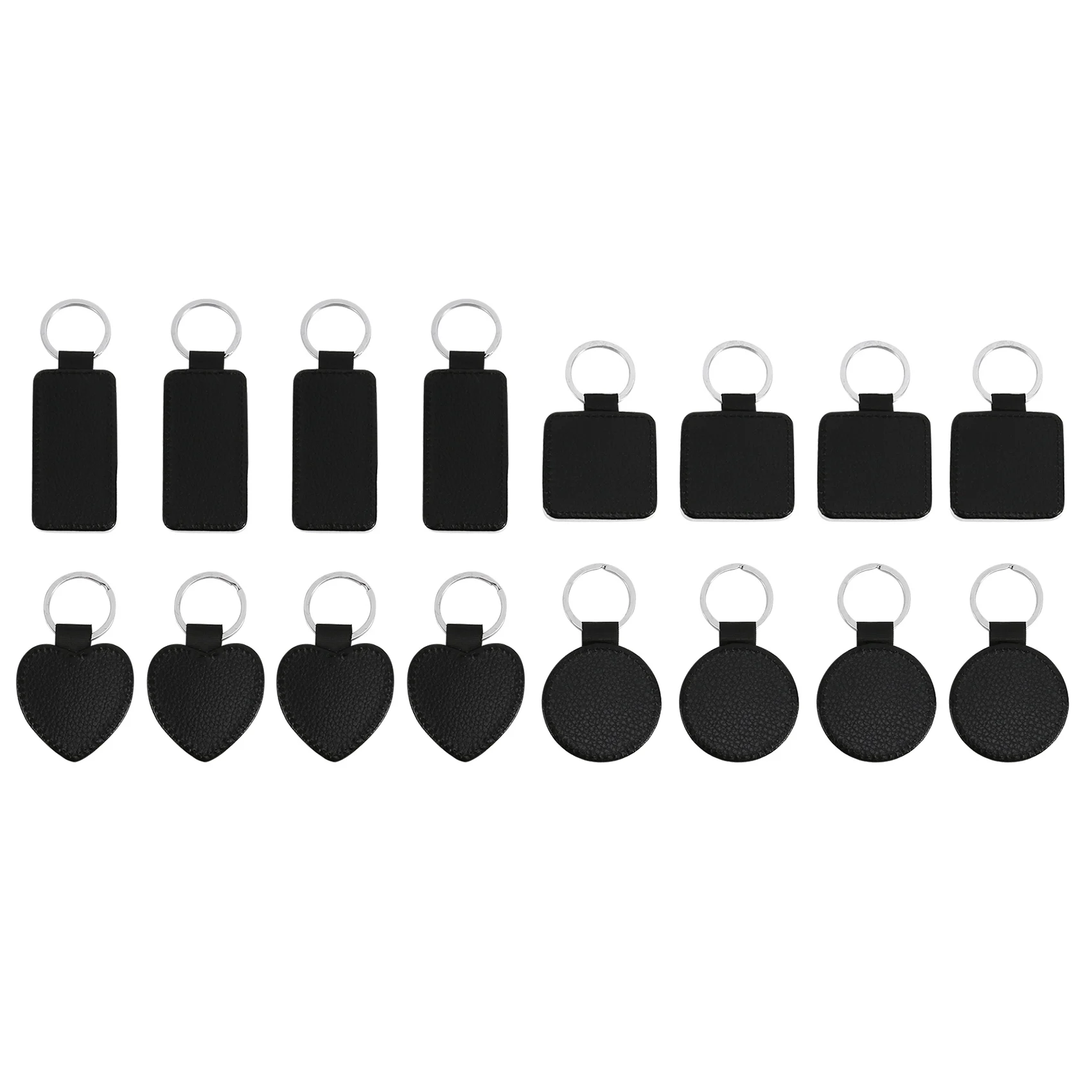 

16 Pieces Sublimation Blanks PU Leather Heat Transfer Keyring Sublimation Keyrings DIY Craft