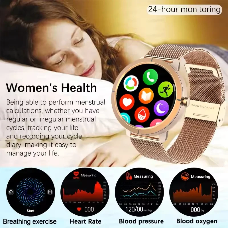 Nuevo reloj inteligente con posicionamiento GPS 1,32AMOLED 5ATM resistente al agua para mujeres salud Bluetooth llamada 360mAh brújula 170 + modo deportivo SmartWatch