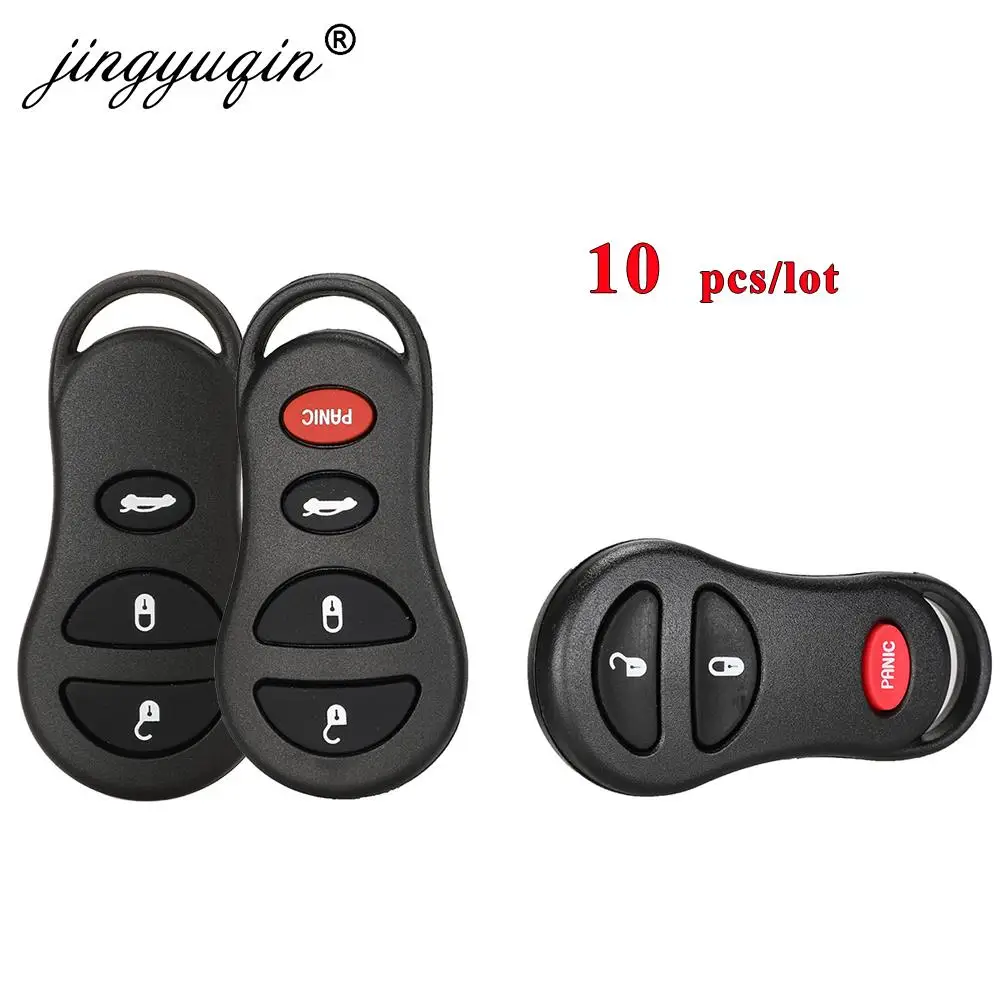 jingyuqin 10pcs 3/4 Buttons Keyless Remote Key Shell Case Fob For Chrysler Voyager Cruiser For Dodge Ram Dakota Jeep Cherokee