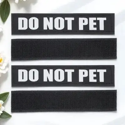 

2Pairs Dog Harness PU Patches Reflective Removable Stickers for Vest Safety Night Walking Puppy Accessories Do Not Pet Sticker