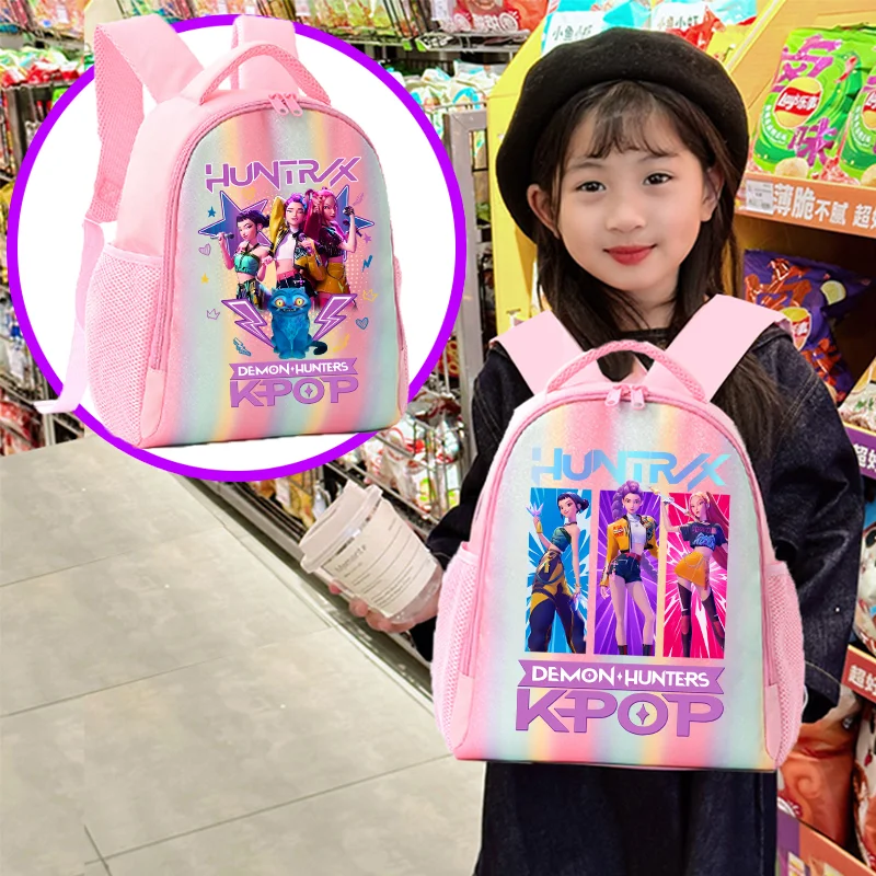 레인보우 키즈 배낭 KPop 악마 사냥꾼 배낭 체이스 클래식 컬러풀 가방 유치원 3-5세 HUNTR/X 루미 미라 조이
