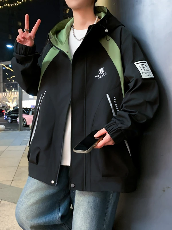 

Модное молодежное мужское пальто Jaet, весна-осень 2023, новое пальто для колледжа с капюшоном для младших школьников, ветрозащитное пальто Po...