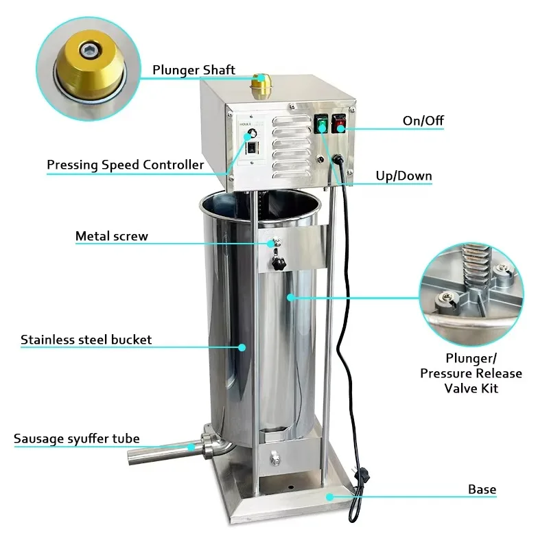 

JINKUN Stainless Steel Electric 30L Vacuum Sausage Filling Machine Factory Outlet With Motor Core Component