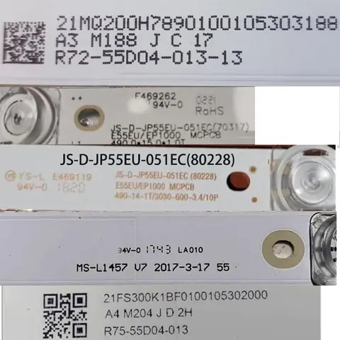 LED Backlight strip 55'' TV AKTV5534 JS-D-JP55EU-051EC (70317) E55EU/EP1000 MCPCB 490.0 15.0 1.0T JS-D-JP55EU-01EC MS-L1457 V7