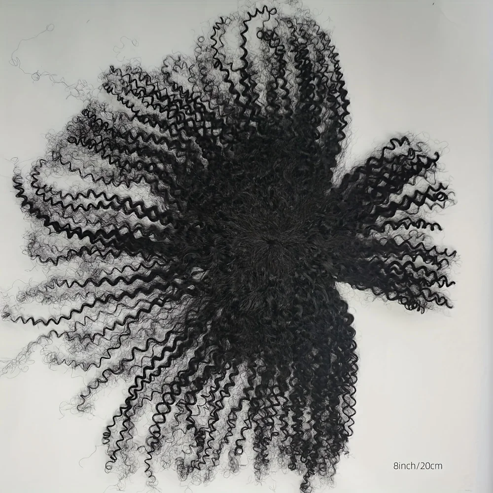 Pince à cheveux avec frange-Topper pince à cheveux avec frange avec des styles vaporeux, 100% cheveux humains Afro crépus bouclés Extensions de cheveux # 1B