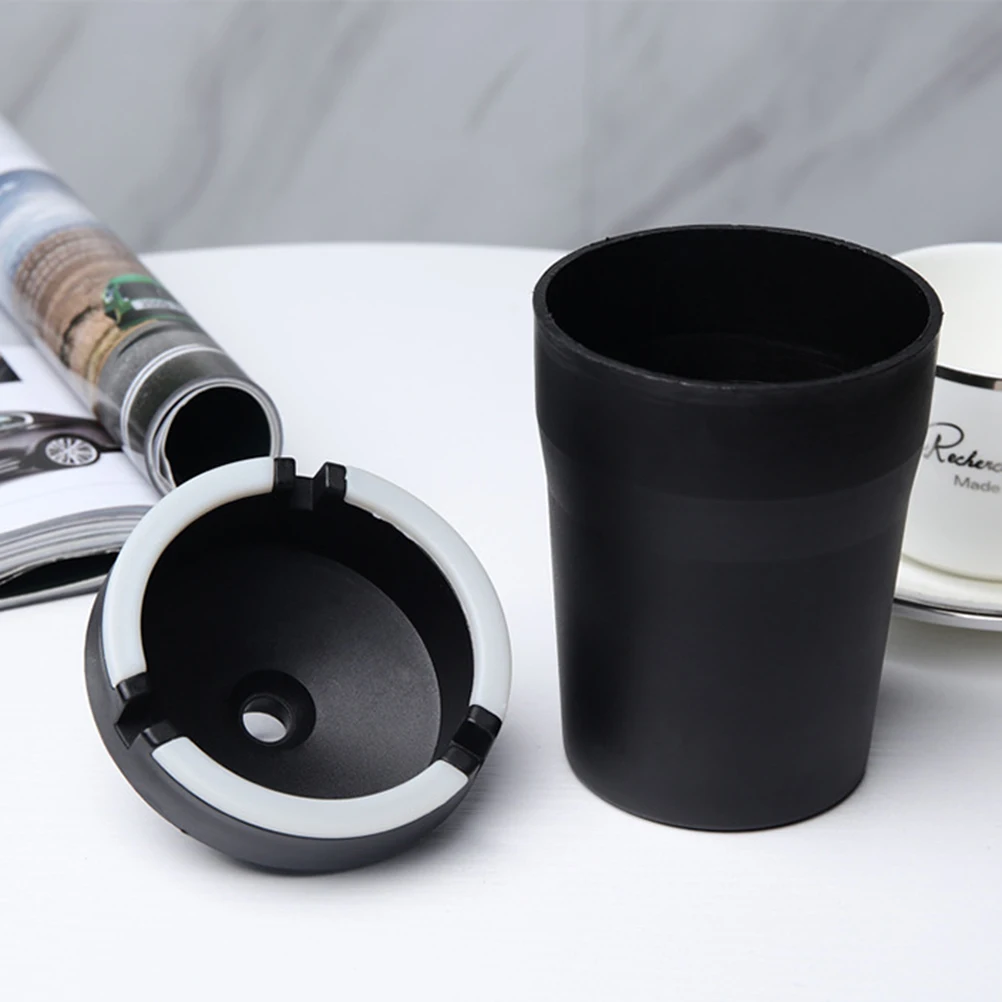 

Car Auto Cigarette Ash Holder Smokeless Night Light For Vehicle Black Cup Style Durable Plastic Easy Clean Tidy