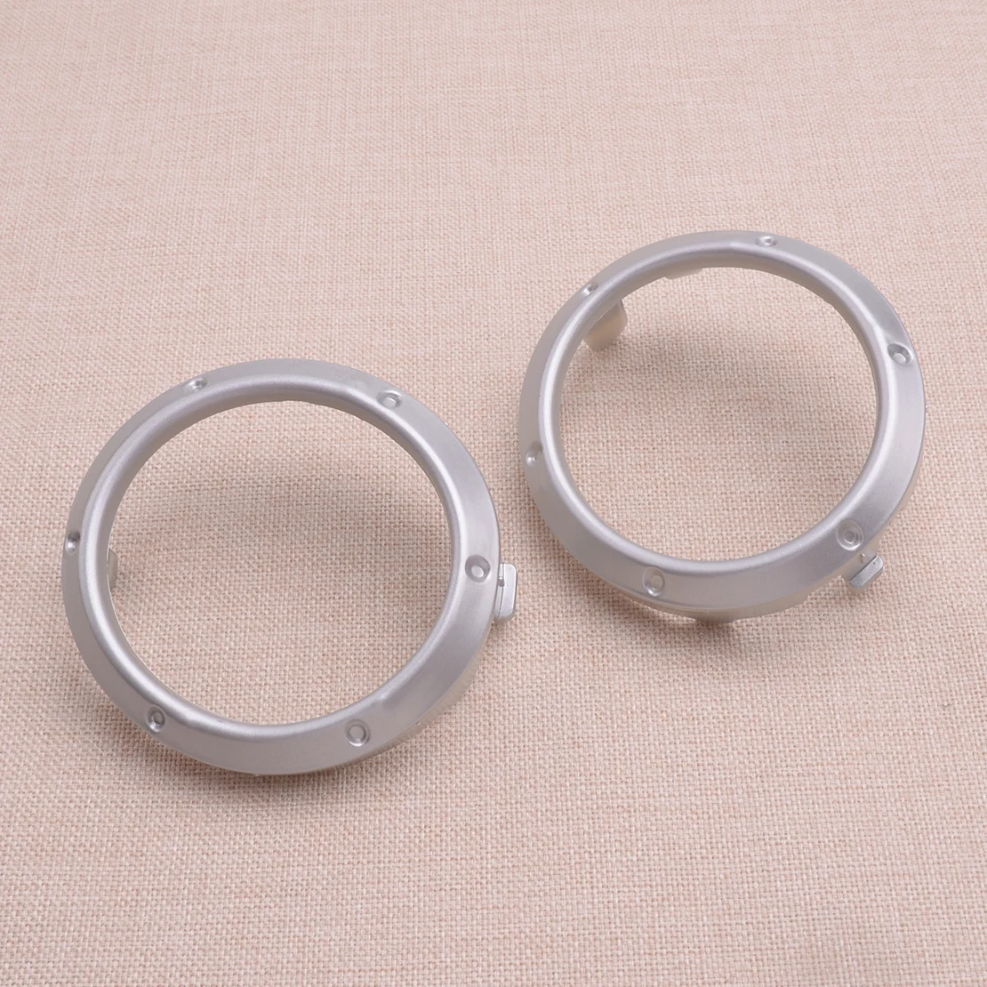 CITALL 2Pcs Silver Front Fog Light Lamp Cover Frame Bezel Ring Fit for Toyota Highlander 2004 2005 2006 2007