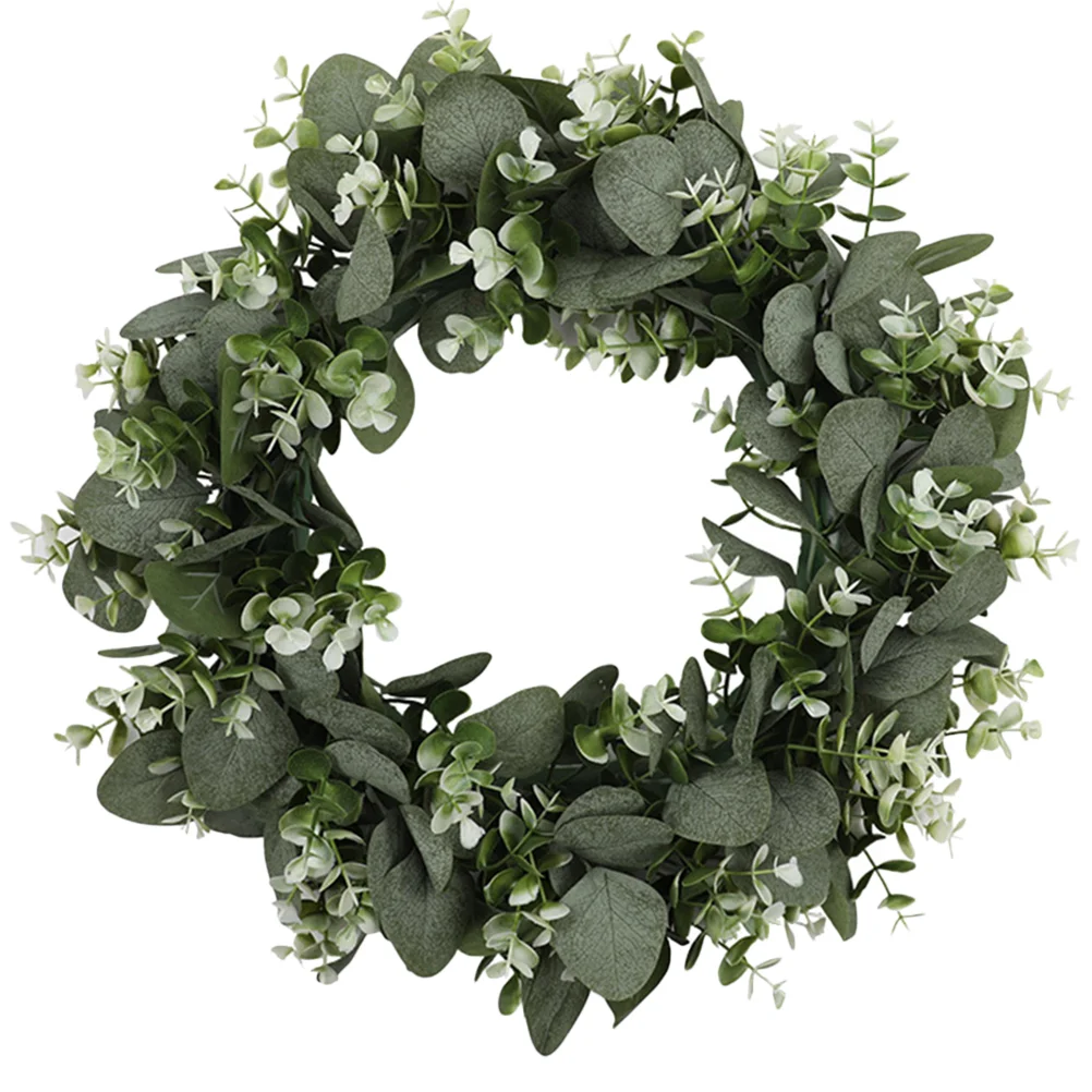 

Artificial Garland Green Eucalyptus Leaf Wreath Faux Front Door Silk Cloth Spring Leaves