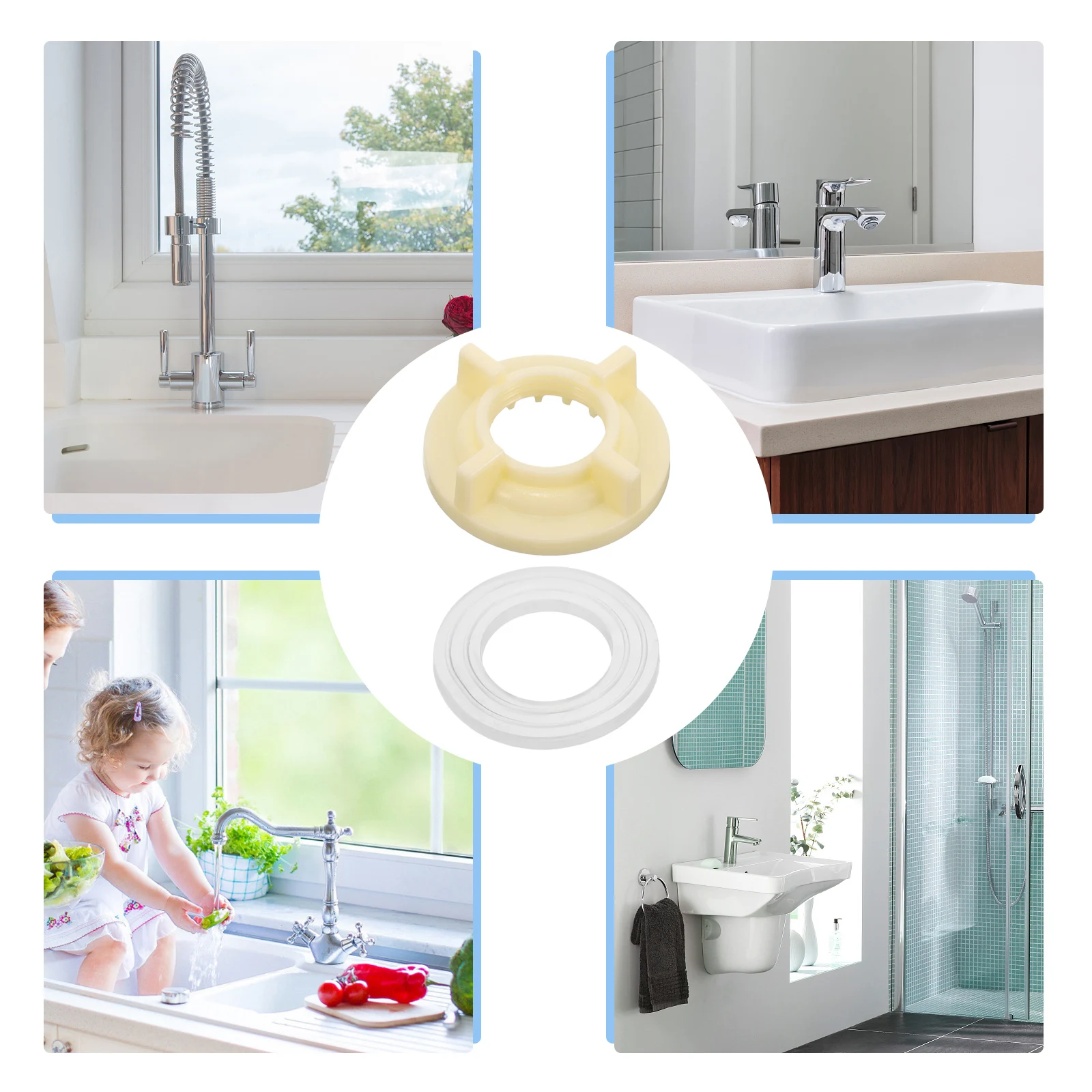 

10Sets Faucet Nut and Washer Kit Sturdy Long-Lasting Fixing Accessories for Kitchen Bathroom Tap Repair Fastening Hardware