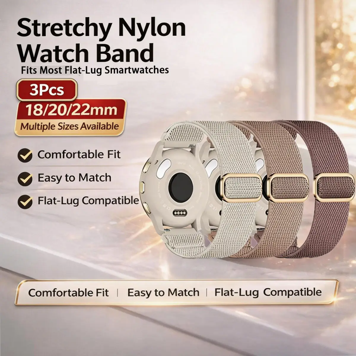 Nylon Sports Band For Huawei GT6 GT5 Pro 41/43/46mm Garmin 265 265S 255S 965 955 Venu2 18/20/22mm For Samsung Galaxy Watch Strap