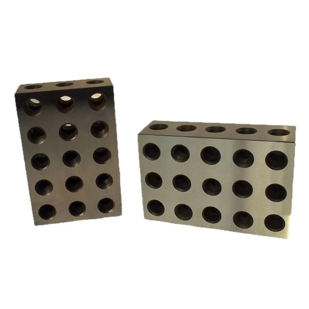 Two Piece 25 50 75mm Steel Setup Blocks with 23 Holes for Accurate Positioning in Metal Fabrication and Woodwork