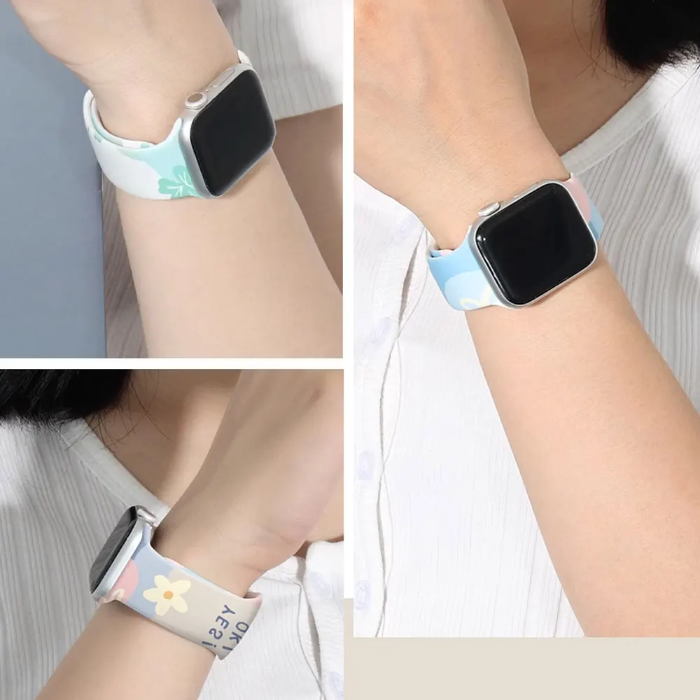 Bracelet Unity noir pour bracelet de montre Apple 44mm 45mm 41mm 40mm Ultra 2 49mm bracelet en silicone imprimé iWatch série 9 8 7 6 5 4 3 SE