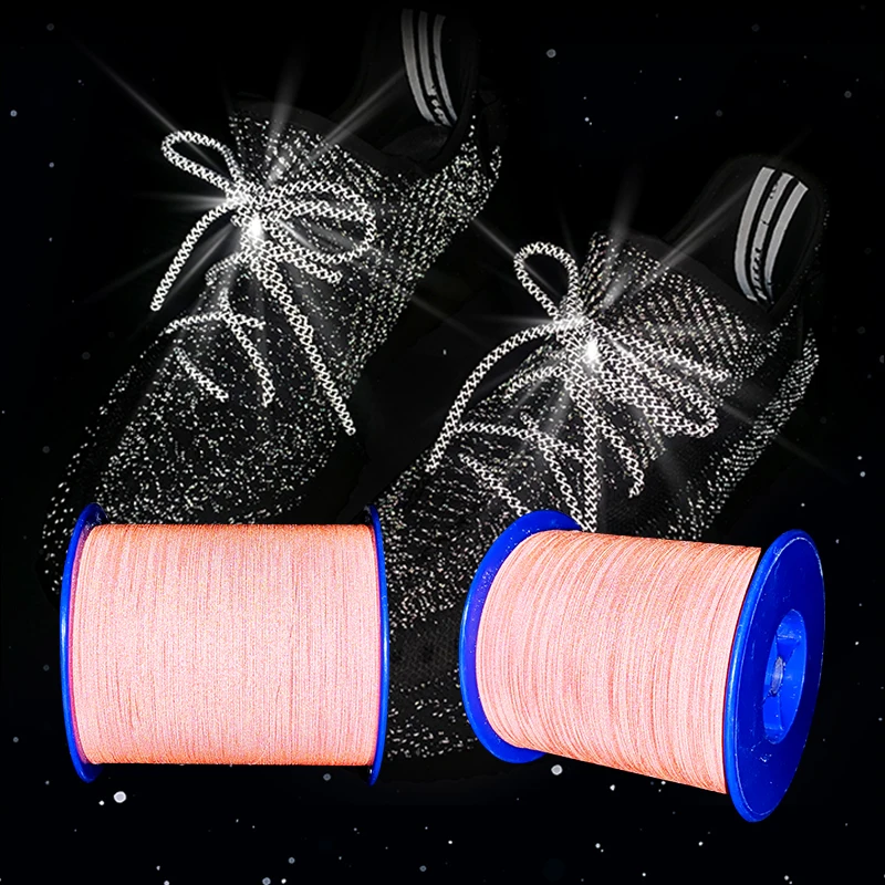 Roadstar 0.5mmX4000m Red Double-Side Reflective Yarn Thread Reflective Lines For Knitting Clothes Bags Sewing Accessories