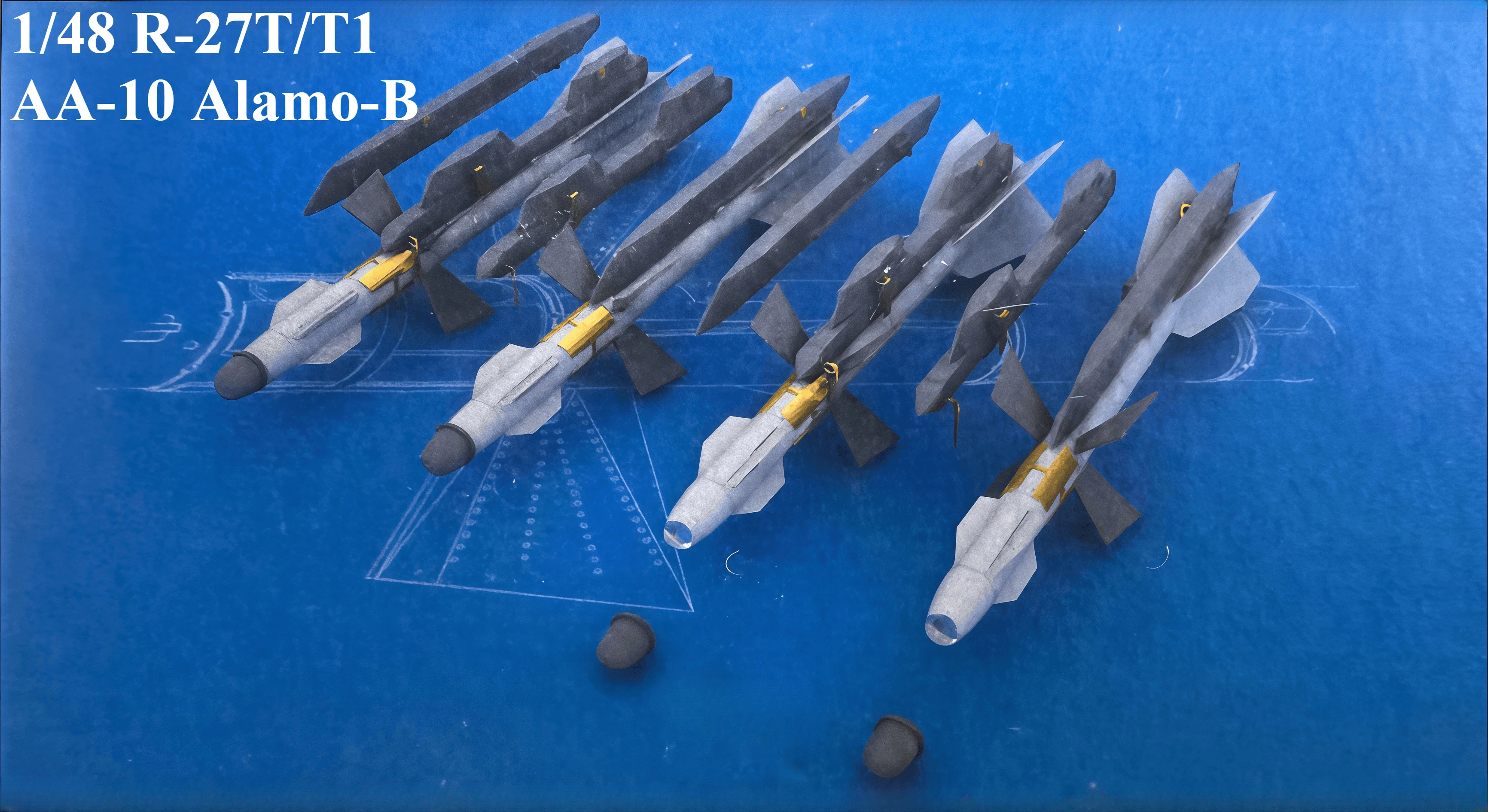 

1/48 Cast Resin Model, Scene Model Production R-27T/T1 AA-10 Alamo-B Mounting System Gk, Uncolored Model
