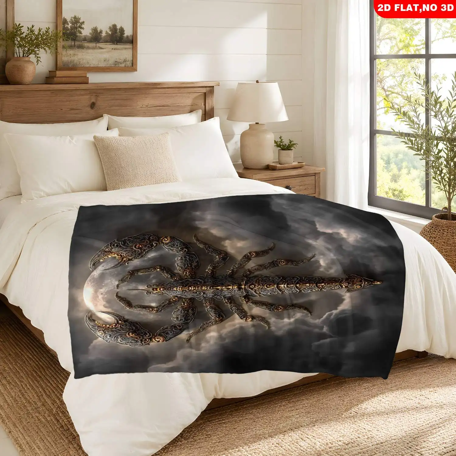 Large Gothic Scorpion Art Blanket 150x200cm Fantasy Mythological Creature Throw Rug for Sofa Bedroom Home Decor
