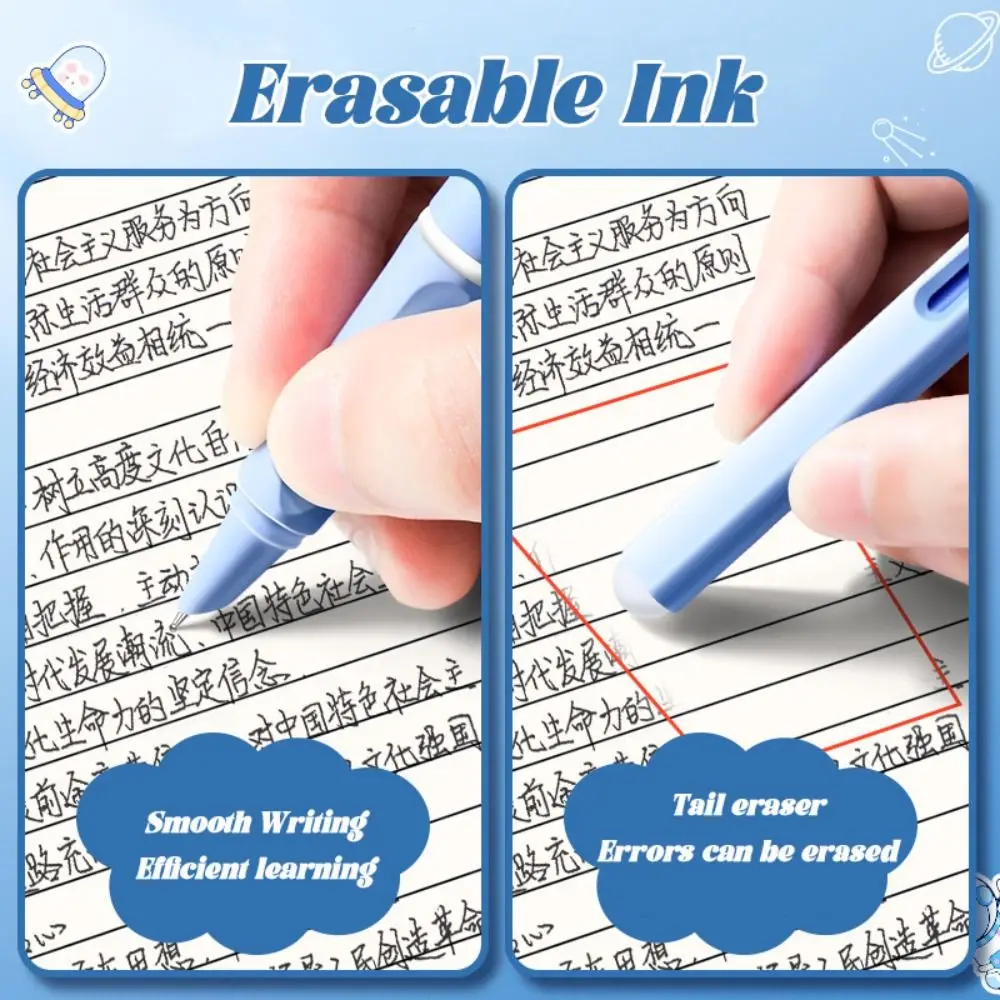 2PCS Cartoon Capyabra Erasable Pen Quick Drying Pen Holding Posture Correction Fountain Pen Blue Ink Writing Tool School Office