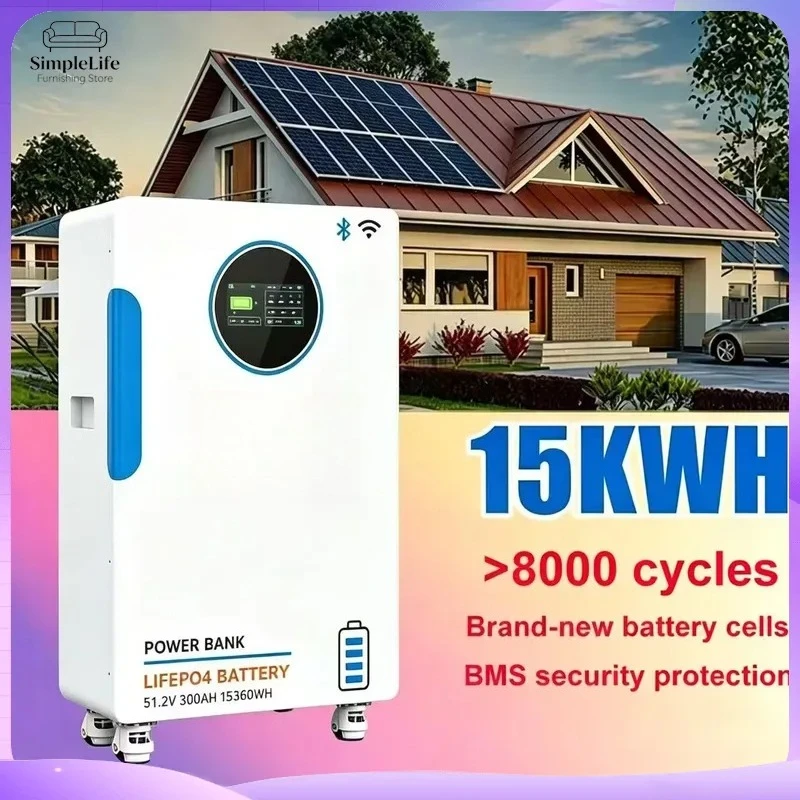 5kWh 10kWh 48V LiFePO4 Battery 100Ah 200Ah 300Ah Lithium Ion Solar Energy Storage System for Home Off Grid Power Wall