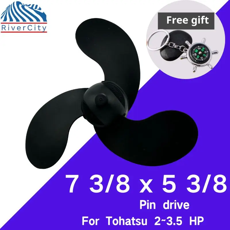 

7 3/8×5 3/8 Outboard Propeller For Tohatsu 2 HP 2.5 HP 3.5 HP Boat Engine Aluminum 3 Blade Pin drive Spline Marine Engine Part