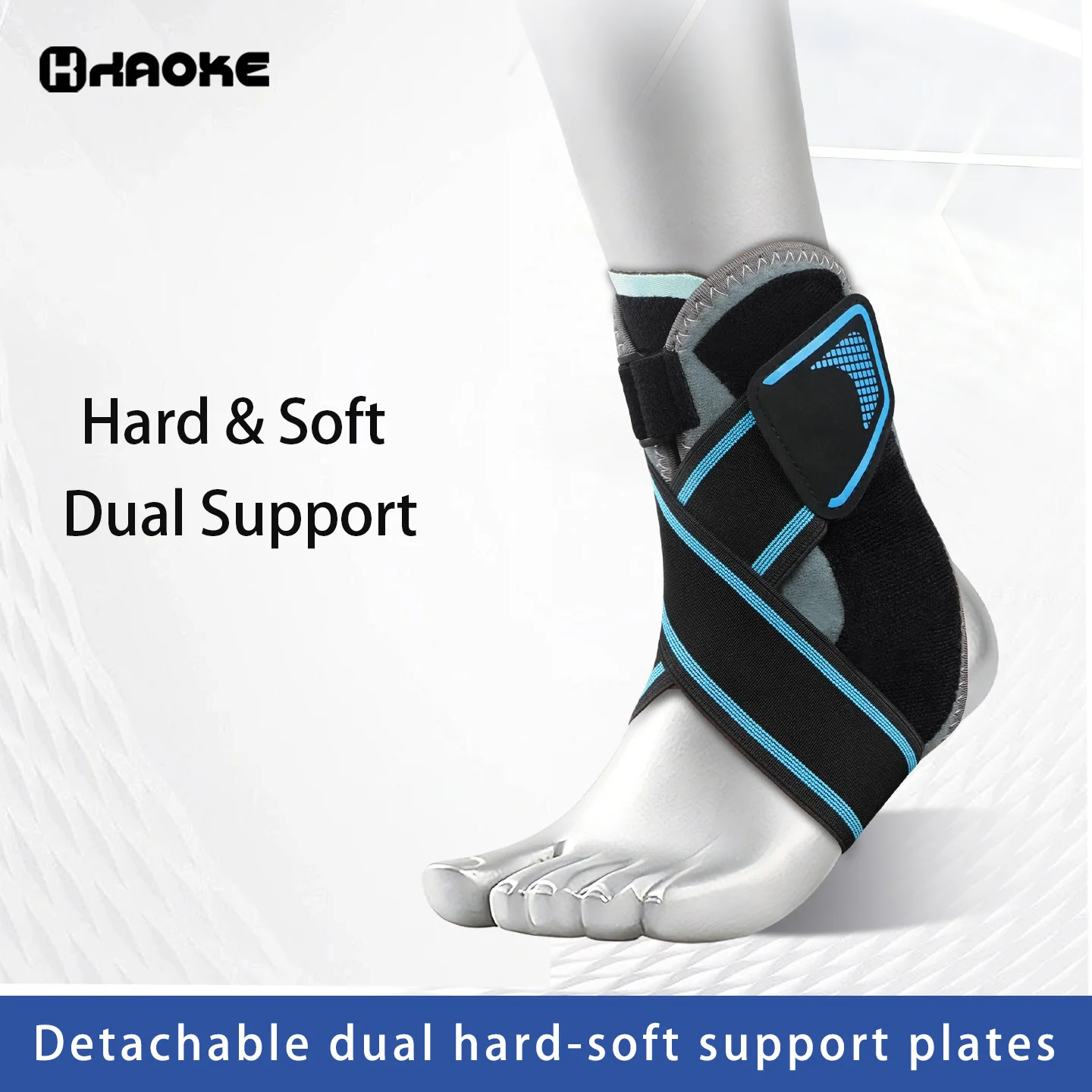 Ankle Support Brace with Bilateral Support Plates, Adjustable Straps, and Breathable Design, Providing Support and Comfort