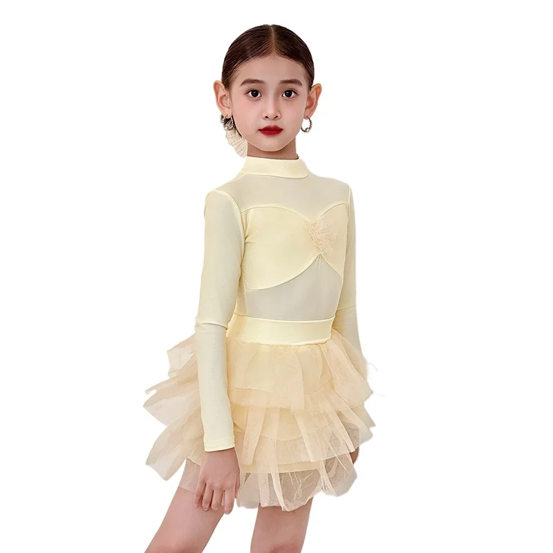Traje De Baile Latino Para Niños Vestito da ballo latino per bambini Vestito da pratica per ragazze Vestito latino Abiti da ballo latino per le donne