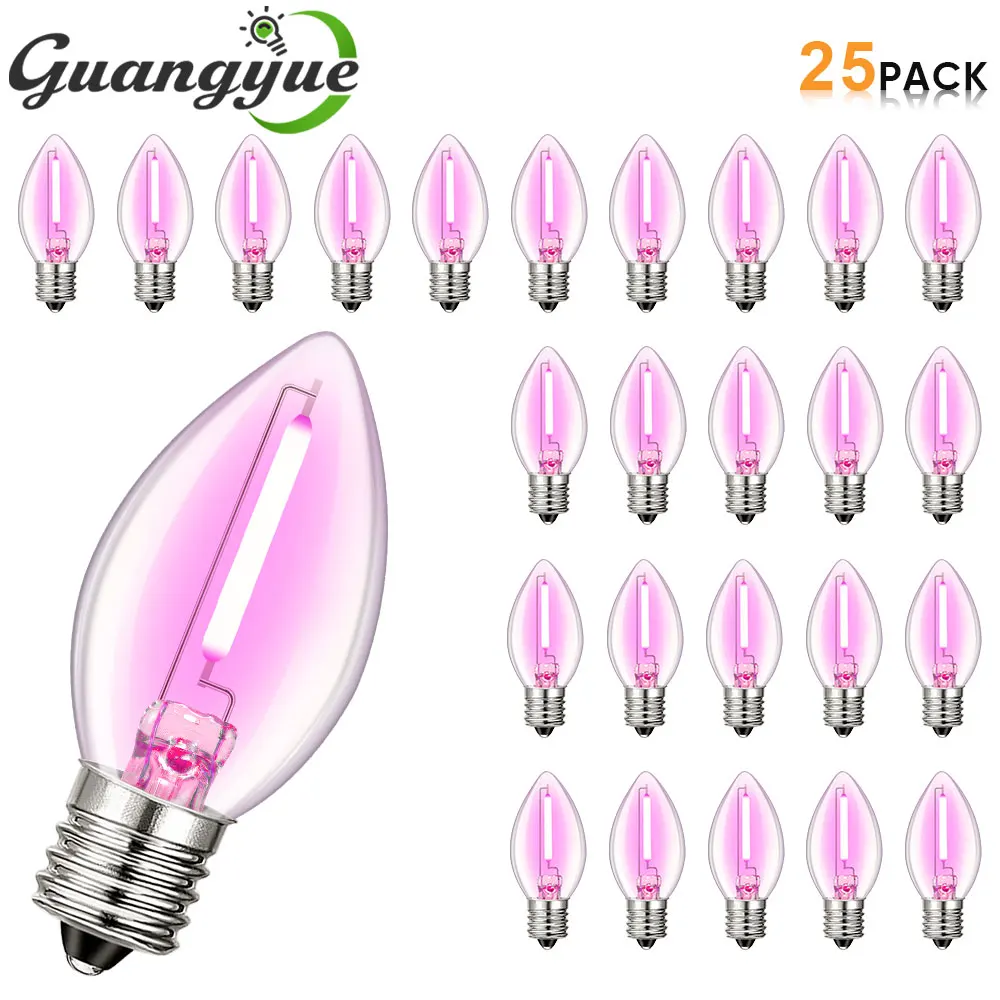 

C7 Multicolor LED Christmas Light Bulb Waterproof Replacement Bulbs for Outdoor Indoor String Lights E12 Candle Clear Glass Bulb