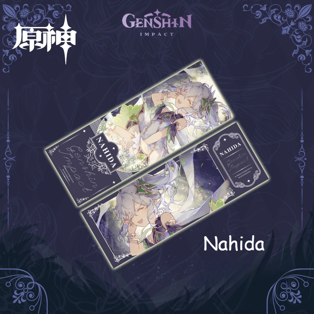 Genshin Impact Anime Merch Sześcioczęściowy Zestaw Nahida Plecaki Ubrania Klucze Akcesoria Bilet Laserowy Pocztówka Prezent dla Fanów Kolekcjonerski