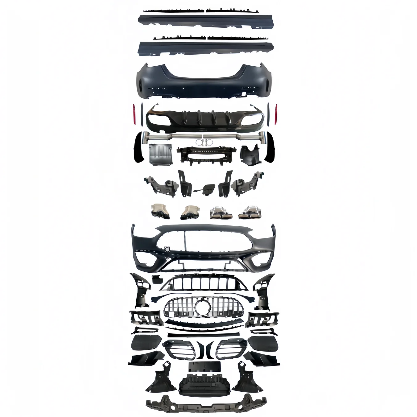 

Real C63 Bodykit For Benz W206 C Class Upgrade To Real C63AMG Front Rear Bumper Skirts Rear Diffuser Ehxaust Pipe Grill Splitter