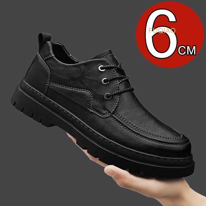 

Men's Increase Height Shoes 6CM Soft Leather Business Casual Shoes Comfortable Anti-Slip Durable Formal Elevator Dress Shoes