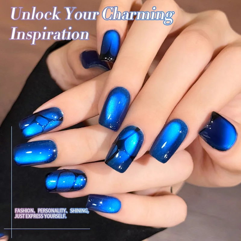 BORN PRETTY 10 ml Rhin Lake Blue Cat Magnetgel Dunkelblauer Glitzer Soak Off UV Gel Nail Art Lack Maniküre Nail Art Salon – Detail 8