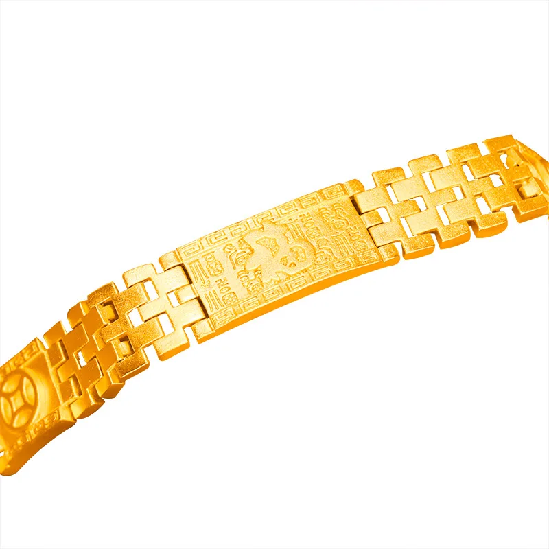 

Unisex 24K Gold (AU999) "Fortune & Prosperity" Double-Coin Bracelet with "Fu" Character | Vine-wrapped with shell inlay