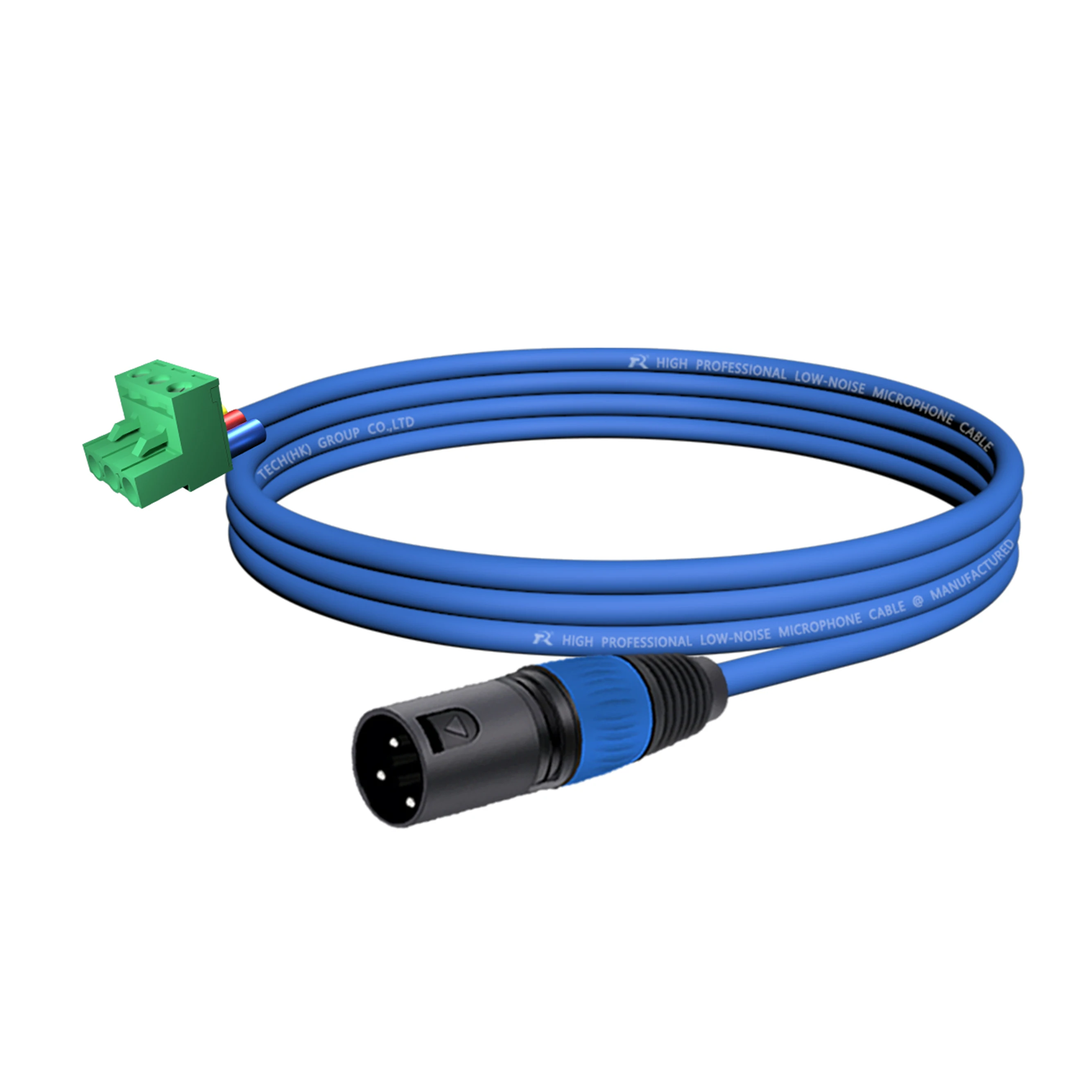 XLR-zu-PHX-Adapter, vergoldeter 3P XLR M/F zu PHX3M/2EDG 5.08 PCB Schraubklemmen-Anschlusskabel, gerändelter Endgriff, spiralförmiges Design – Detail 3