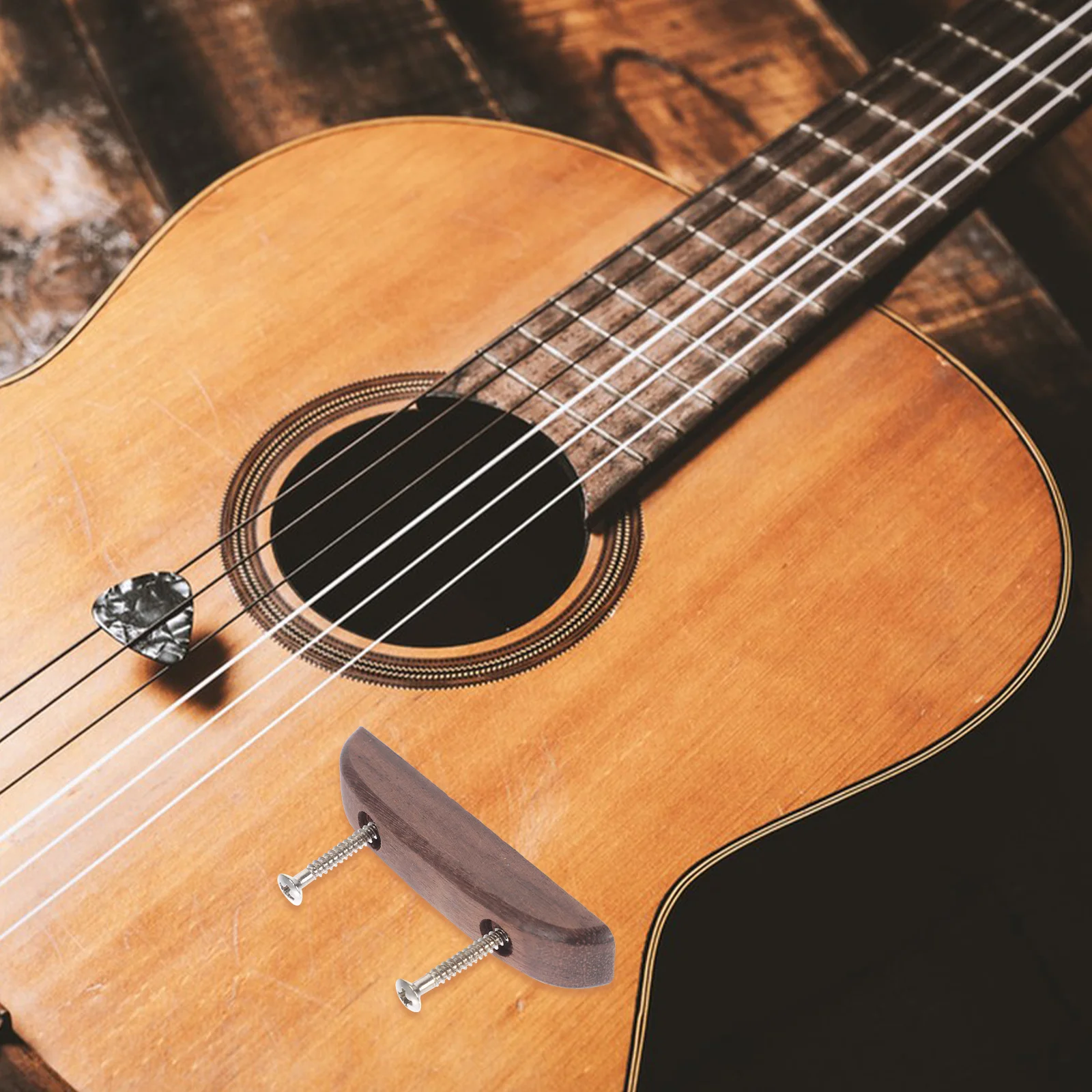 Poggiapollice da 2 pezzi per basso Supporto per dito in legno naturale Installazione semplice Riduce l'affaticamento della mano Accessorio per basso per chitarra