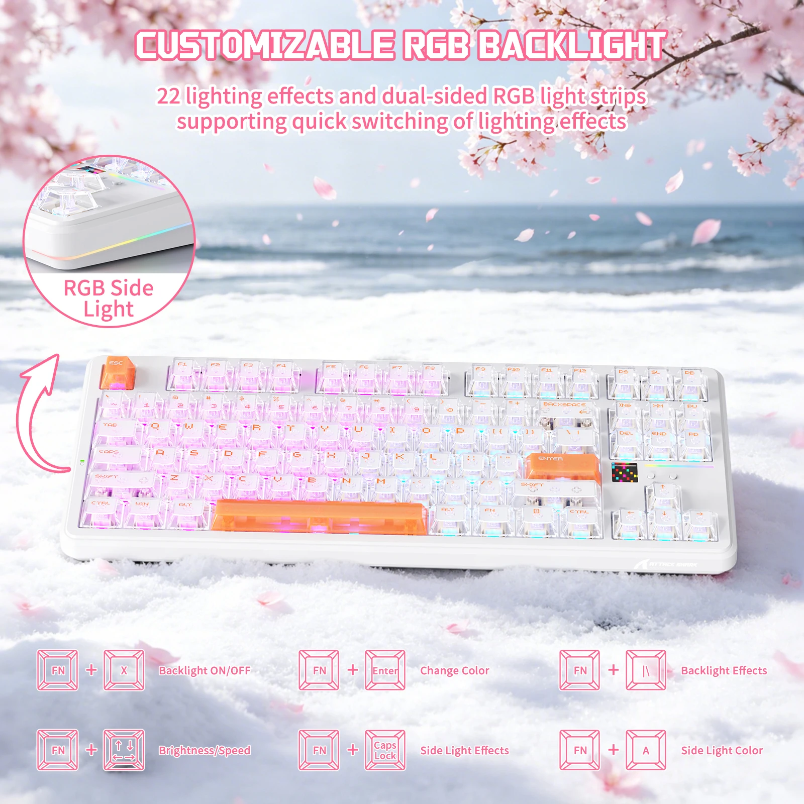 ATTACK SHARK X87ULTRA 8K Wireless Mechanical Gaming Keyboard 10000mAH Rechargeable Hot Swappable RGB Dot-matrix Display
