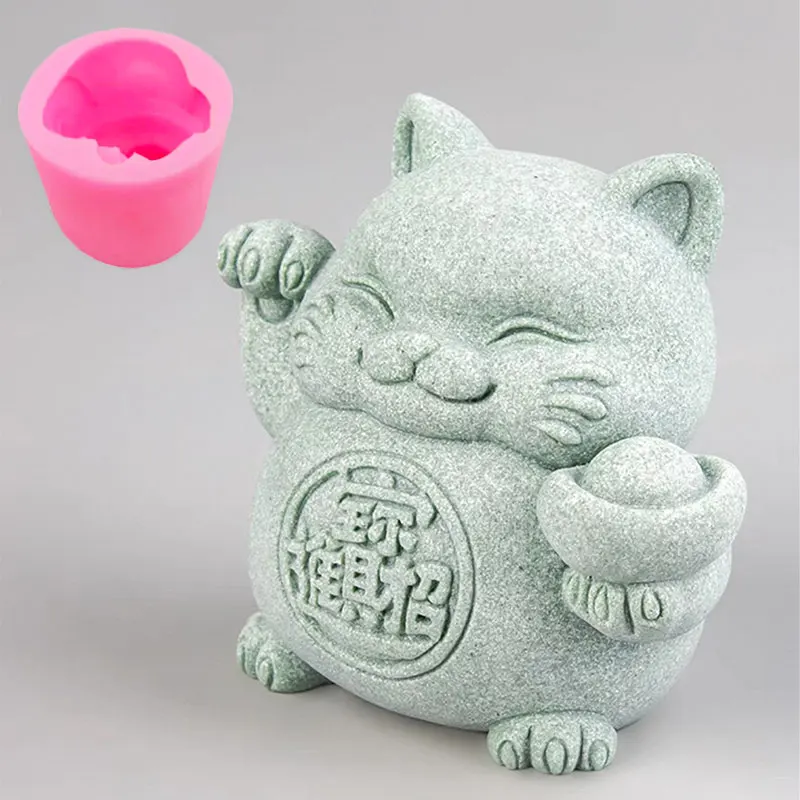 

11 см форма для украшения с изображением кота «сделай сам», украшение для рабочего стола, гипсовый цемент, свеча, эпоксидная смола, силиконовая форма, значение удачи