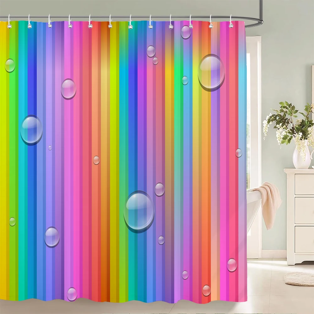 

3D Colorful Simple Geometric Printing Shower Curtains Bathroom Curtain Waterproof Polyester Home Decoration Curtain with Hooks